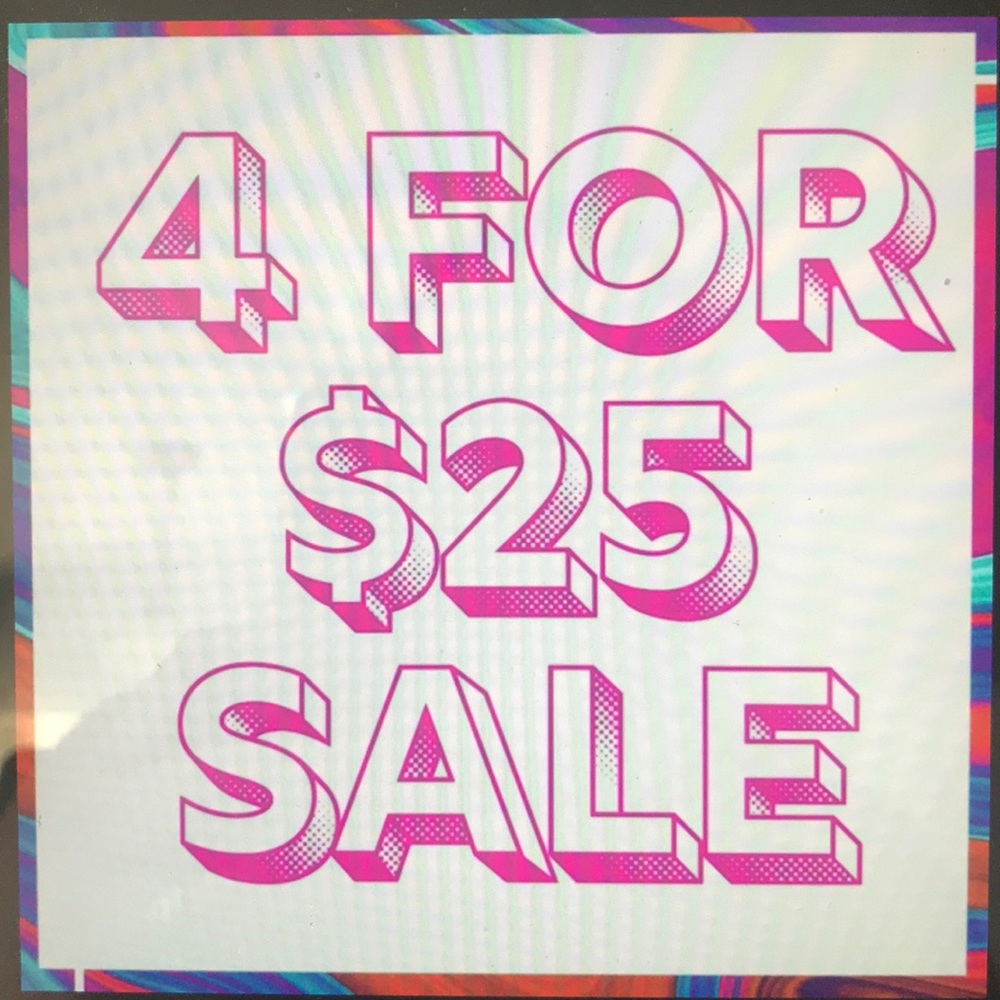 Any items <$10=4/$25!